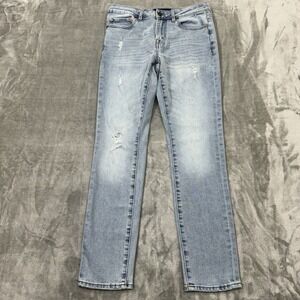 Aeropostale Jeans Mens 30x32 Blue Skinny Light Wash Denim Preppy Pockets Logo